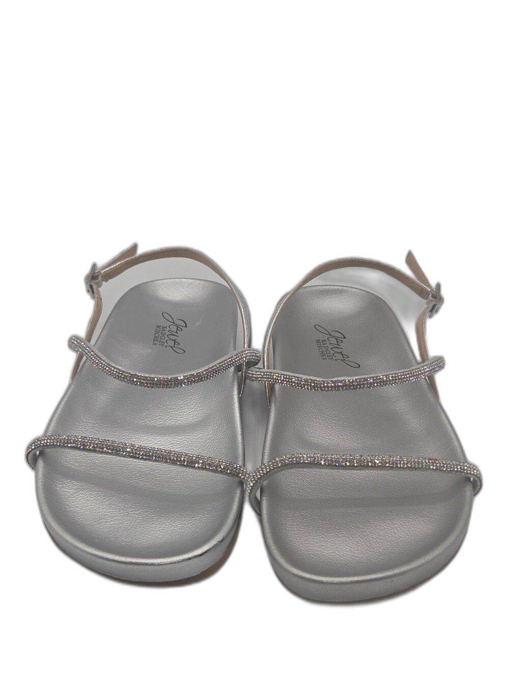 Badgley Mischka Womens Silver Rhinestone Strap Sandals Size 6